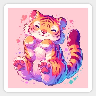 Happy young tiger with vivid colors Magnet